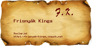 Frisnyák Kinga névjegykártya
